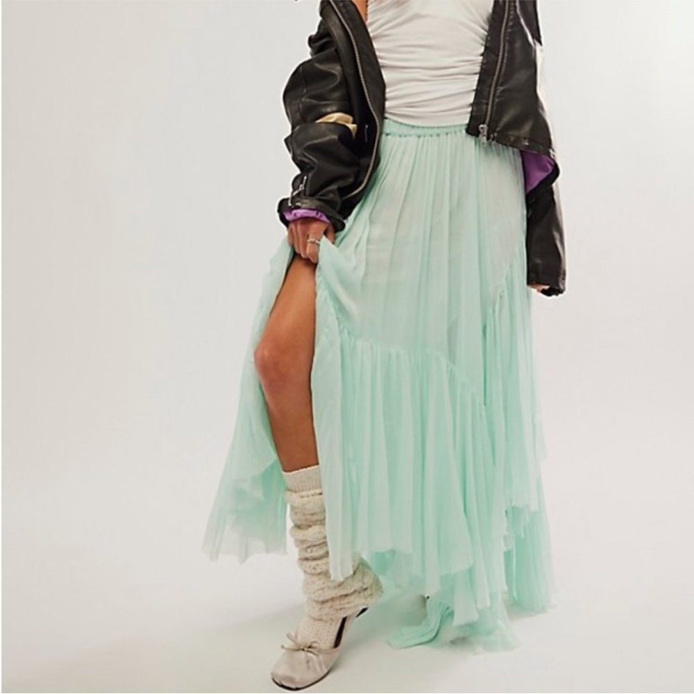 Free People One Clover skirt by Free People aqua teal in size Medium NWOT - Picture 3 of 10